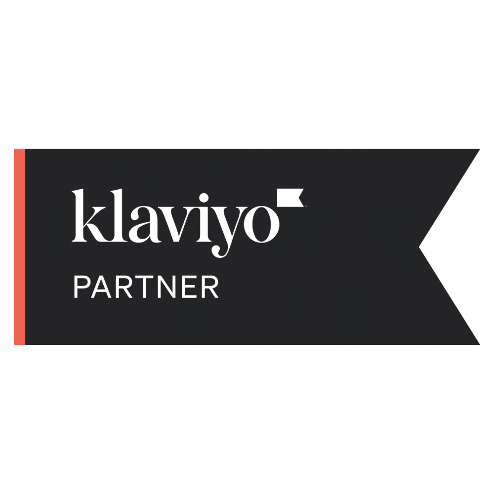 Klaviyo Partner logo on a black banner with a red accent